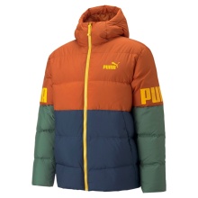 Puma Down Winter Jacket Power Hooded Down Puffer orange/blue/green Men